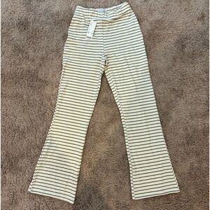 Urban outfitter flared leggings, cream with navy stripes.